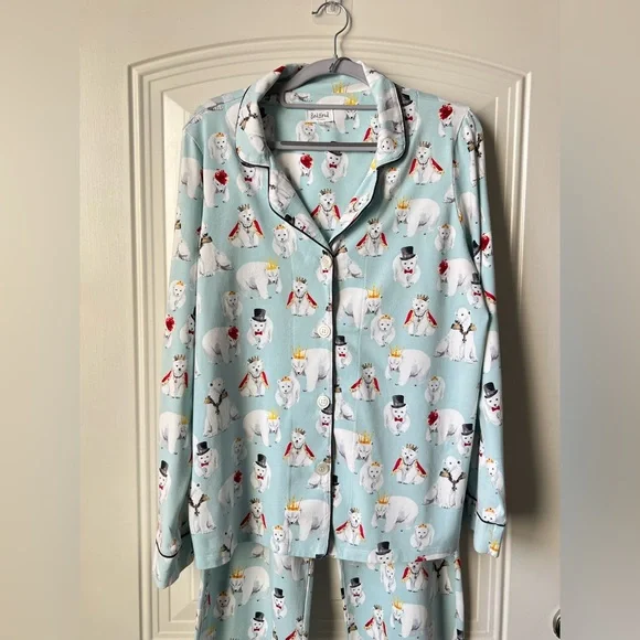 BedHead Pajamas M Organic Cotton Polar Bear Print Made USA - Picture 3 of 16